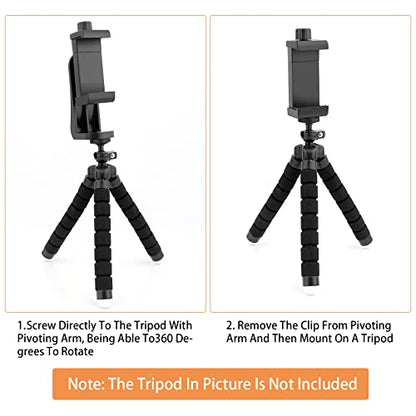 2 Pack Tripod Phone Mount, Cell Phone Holder Mount Head Standard Screw Adapter, Rotates Vertical and Horizontal, Adjustable Clamp, Compatible for Most Cellphones
