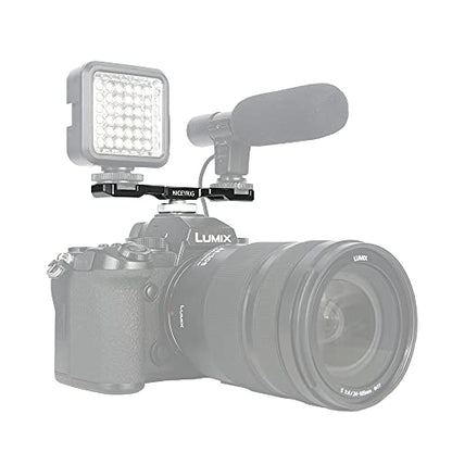 NICEYRIG Dual Cold Shoe Mount Flash LED Light Microphone Vlog Vlogging Extension Bracket with Shoe Mount 1/4 Thread Applicable for DSLR Camera Mini Tripod Monopod - 432