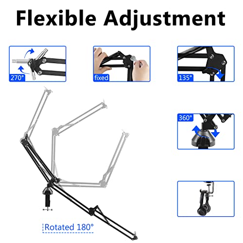 GEEKRIA for Creators Microphone Boom Arm Compatible with HyperX QuadCast, QuadCast S, SoloCast Suspension Stand Mic Arm Mount with Table Flange Adapter, Mic Stand Desk Mount