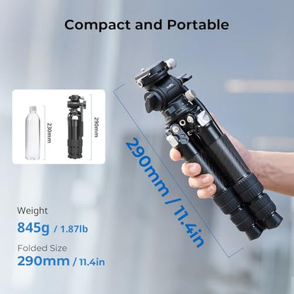SmallRig Portable Carbon Fiber Tabletop Tripod Kit, 17'' Compact Mini Desktop Tripod with Video Head High Load-Bearing, Built-in QR Plate for Arca, Max Load 3kg / 6.6lb for Cameras, DSLR - style: Video Head