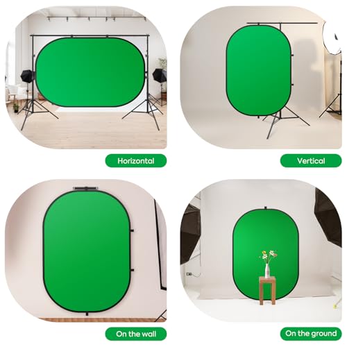 Portable Green Blue Backdrop 5x6.5ft/1.5x2m,2 in 1 Pop Up Collapsible Reversible Background with Carrying Bag for Photography Studio, Video & Live Streaming