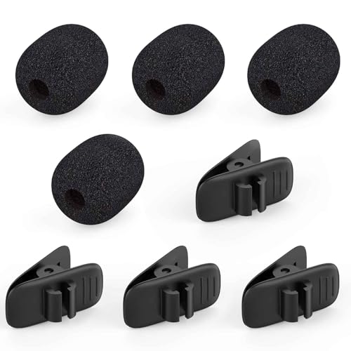 8 Packs Foam Microphone Windscreen & Mic Clip, Wireless Lavalier Mic Sponge, Mic Cover with Clip to Reduce Plosive and Better Highlight the Vocals, Washable and Windproof Wind Screen - size: Windscreen 4PC & Clip 4PC
