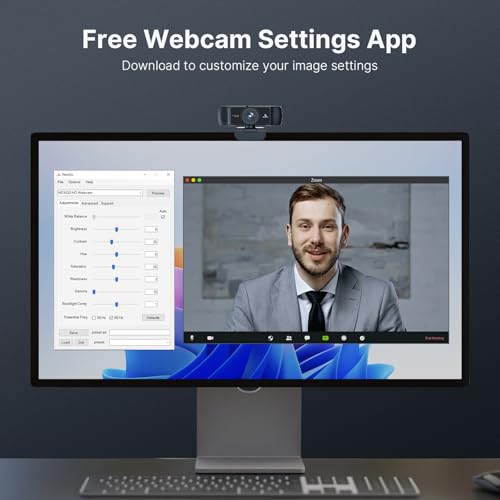 NexiGo 1080P 60FPS Webcam with Software Control and Microphone, AutoFocus, w/Privacy Cover, N680P Pro Computer Web Camera for Skype Zoom Teams, Mac PC Laptop Desktop - style: Webcam with Built-in Cover