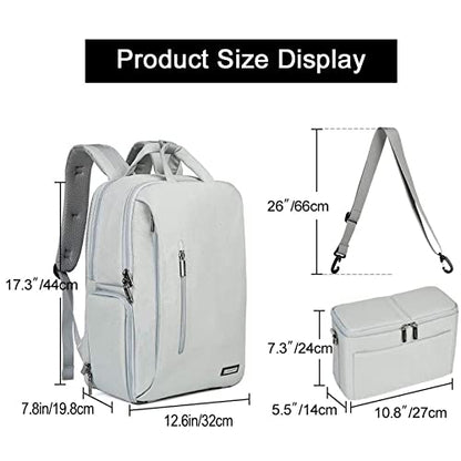 CADeN Camera Backpack w/ 15.6" Laptop Compartment, USB Charge Port, Tripod Holder, Rain Cover Compatible for Sony Canon Nikon - color: L5 Generation 3 Light Gray
