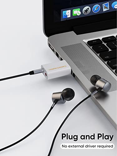 CableCreation USB Audio Adapter - External Sound Card with 3.5mm Headphone and Microphone Jack for Windows, Mac, Linux, PC, PS4, Laptops - Plug and Play, No Drivers Needed (White) (Pack of 2) - color: White, size: 2-Pack