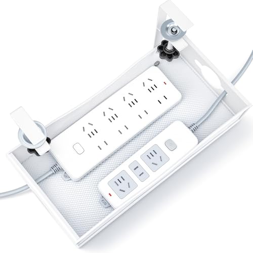 Extra Wide Under Desk Cable Management - 7inch No Drill Installation Cable Management Tray, Clamp/Screw Mount Desk Cable Management, Cable Management Tray for Office, Home((White, XL) - color: White