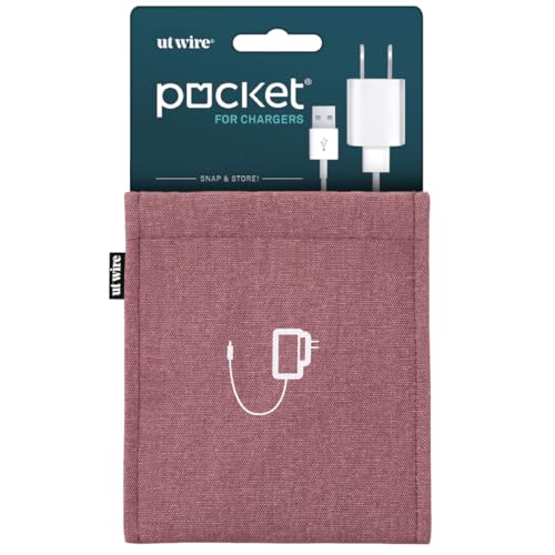 UT Wire Pocket Snap & Store Mobile Earphone Case Pouch, Dusty Rose with Solid Grey Interior - color: Dusty Rose/Grey, size: Charger Case