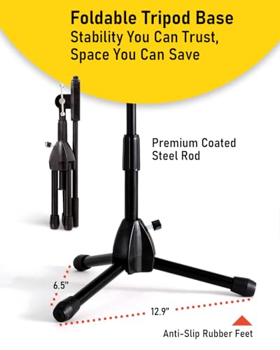 Stage Rocker Foldable Tripod Low-Profile Mic Boom Stand, 2 Pack - Height Extending from 9.6'' to 16.9'', w/Adjustable Telescoping Arm Up to 9'', Lightweight, Black, Powered by Hamilton(SR610121B-2PK) - size: 2 Pack