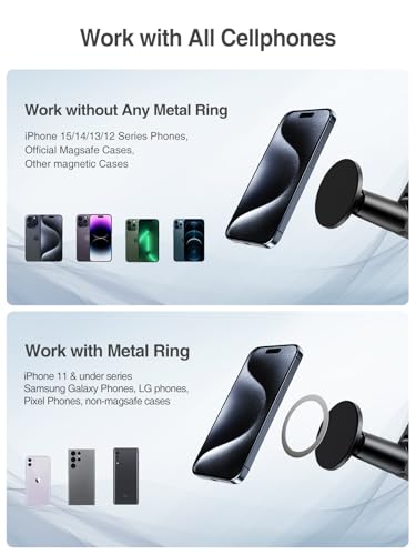 elitehood Magnetic Phone Clamp Mount, Adjustable Phone Holder for Mic Stand/Music Stand/Golf Cart/Treadmill/Stroller/Shopping Cart/Stationary Bike, iPhone Clamp Mount for Magsafe iPhone 16 15 14 - style: Magnetic Mount