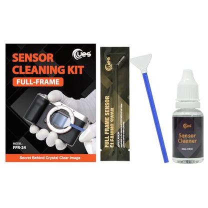 UES FFR24 Full Frame Camera Sensor Cleaning Kit: 14 x 24mm Sensor Cleaning Swabs and 15ml Sensor Cleaner Liquid Solution for Sony Nikon Canon Full-Frame DSLR & Mirrorless CMOS CCD - style: 14 Swabs + 15ml Cleaner