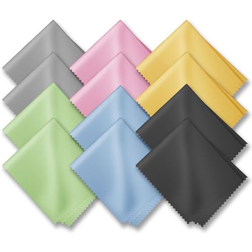 Glasses Cleaning Cloths(12 pcs),Microfiber Eyeglass Cleaner Cloth, Lens Wipes Cloth for Cleaning Eyeglasses, Cell Phones, Screens, Lenses, Electronics and All Delicate Surface
