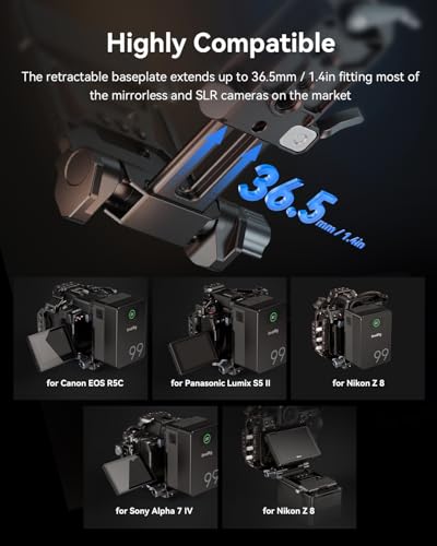 SMALLRIG Foldable V Mount Battery Plate w/QR Plate for Arca, for Sony FX3 / A7 V / A7 IV / A7S III, for Canon R5 / R6, for Nikon Z8, Compact Camera Video Rig, for NEEWER V Mount Battery PS099E - style: Lite