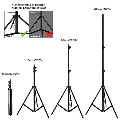 Heavy Duty Aluminum Alloy Photography Video Tripod Light Stands, Tripod Stands for Softboxes, Umbrellas, Reflectors, Lights - Pack of 2, 9.19 Feet/2.8M - size: 2 Pack