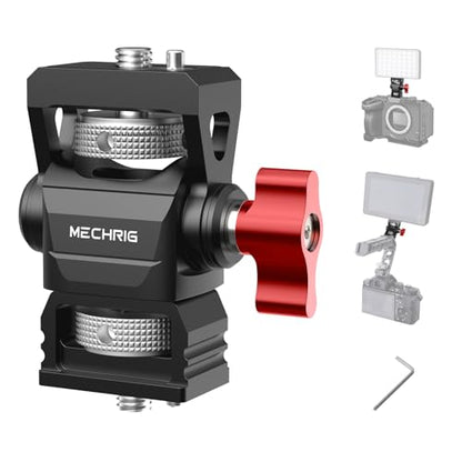 Camera Monitor Mount with 1/4″ Screw, Aluminum Field Monitor Mount for Video Light Microphone Cage, Monitor Holder 360° Swivel & 180° Tilt Damping 11lb Load Capacity (63145) - style: With Knob - 1/4″ Screw Base