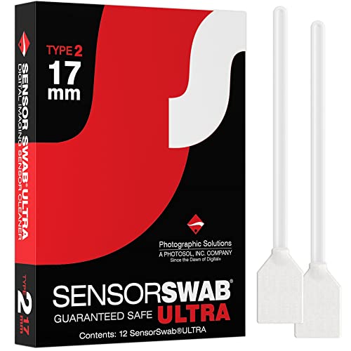 Photographic Solutions Sensor Swab Ultra 17mm Type-2 Digital Imaging Sensor Cleaner Swabs for Cleaning APS-C Mirrored or Mirrorless Cameras. Sensor Dust & Oil Remover (Pack of 12) - size: 17mm (12 pack)