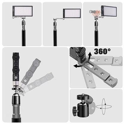 Pixel G1s RGB Video Light with APP Control, 12W 210 Minutes Rechargeable Battery LED Camera Light, 10 Common Lighting Effects, CRI≥97 2500-8500K LED Video Light with Aluminum Alloy Body
