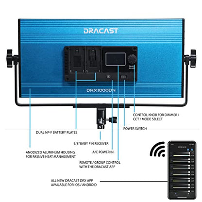 Dracast X Series LED1000 Daylight LED Video Light Panel with Dual NP-F Battery Plate