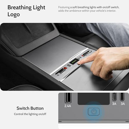 125W Max Retractable USB Hub, Tesla New Model Y Juniper (2026/2025) Accessories, Super Fast Charger Up 65W for MacBook Pro/Air/iPhone 16/15/Samsung Series, 5 in 1 Docking Station - style: Tesla New Model Y Juniper (2026/2025)