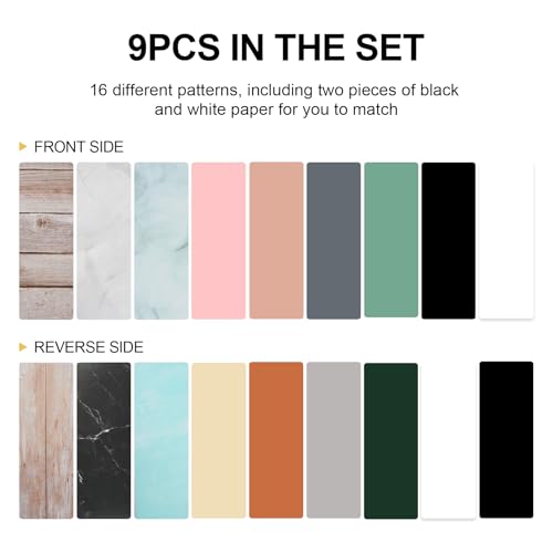 Meking 9Pcs 16Patterns Product Photography Backdrops,Photo Backdrop Board Double Sided Tabletop Photo Background for Food/Makeup/Jewelry etc(16.5X11inch)