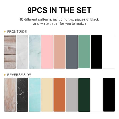 Meking 9Pcs 16Patterns Product Photography Backdrops,Photo Backdrop Board Double Sided Tabletop Photo Background for Food/Makeup/Jewelry etc(16.5X11inch)
