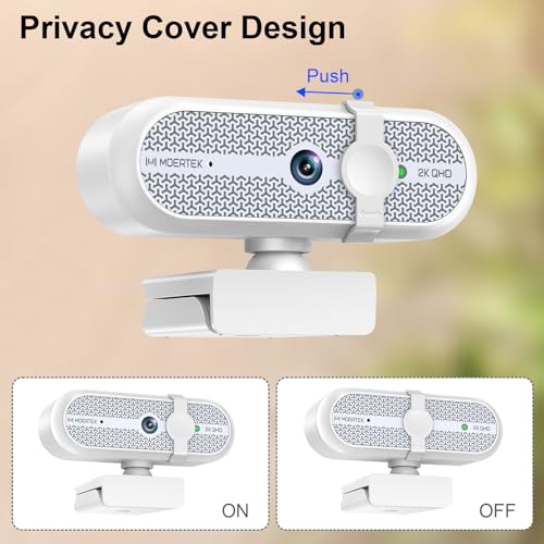 2K Webcam for PC, Webcam with Microphone and Tripod, Auto Light Correction, USB Camera Plug and Play, 90° Wide FOV, Privacy Cover, Works with Skype, Zoom, Meet, Teams, PC, Laptop, Mac, Tablet - style: 2K Webcam with Tripod and Mic