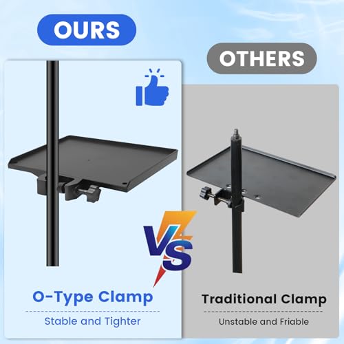 Sound Card Clip On Tray, Microphone Stand Tray, Multi functional Live Streaming Pole mount shelf sheet music Stand Clamp percussion table karaoke mic stand accessories -S-8X6inch - size: 200*140mm