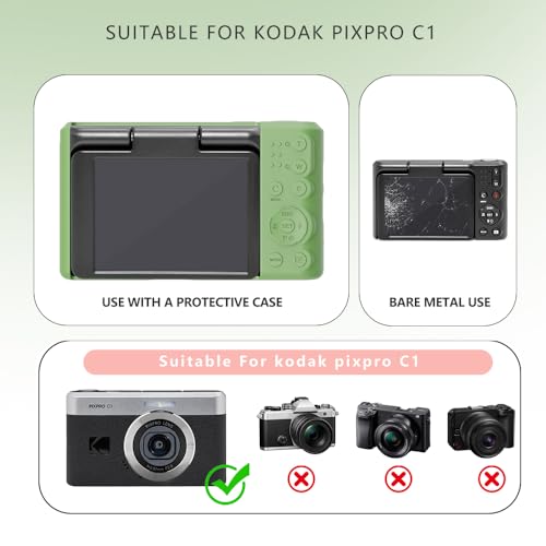 Case for Kodak PIXPRO C1 accessories,Soft Silicone Protective Case,Comes with 2 Screen Protectors and 1 Wrist Strap - Matcha green - color: Matcha green