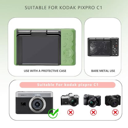 Case for Kodak PIXPRO C1 accessories,Soft Silicone Protective Case,Comes with 2 Screen Protectors and 1 Wrist Strap - Matcha green - color: Matcha green