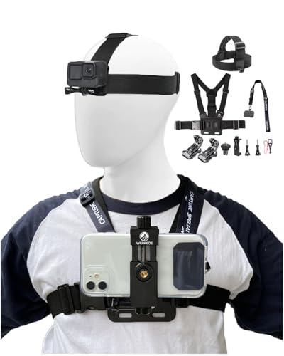 Phone Chest Mount Head Strap Accessories - Vlogging Kit for iPhone,POV Phone Holder for iPhone 17-Hands Free Body Camera Mount for Immersive Fishing Video Recording,YouTube,TikTok,Live Stream,Cooking
