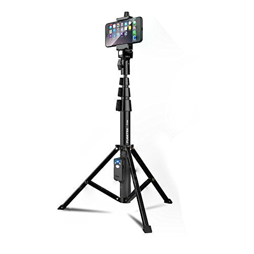 Fugetek 51" Professional Selfie Stick Tripod, 100% All Aluminum Stick & Legs, Lightweight, Detachable Bluetooth Remote, Portable All in One, Compatible with iPhone & Android, Non Skid Feet, Black - style: Tripod