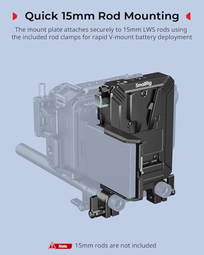 SMALLRIG V-Mount Battery Plate Kit for 15mm LWS Rods, with Dual Rod Clamp, LCD Screen Protector & Cable Clips, D-Tap & USB-C Supply, All-in One Camera Video Rig for Mirrorless/DSLR - style: Plate Kit for 15mm Rod
