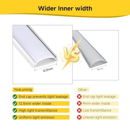 Black Bendable Aluminum LED Channel 10-Pack, 3.3ft/1M Surface Mount LED Strip Light Diffuser Track with Cover, Curve-Adaptable Profile for 12.5mm Wide Strips, Curved Wall, Ceiling, Gaming Room - color: Black Aluminum + Black Cover, size: 3.3FT/10P/#123
