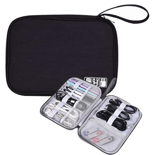 Organizer Case Small Electronic Devices USB Charger Accessories Mouse Phone Cable SD Power Bank Earphone - color: Medium-Black Medium-Organizer Bag