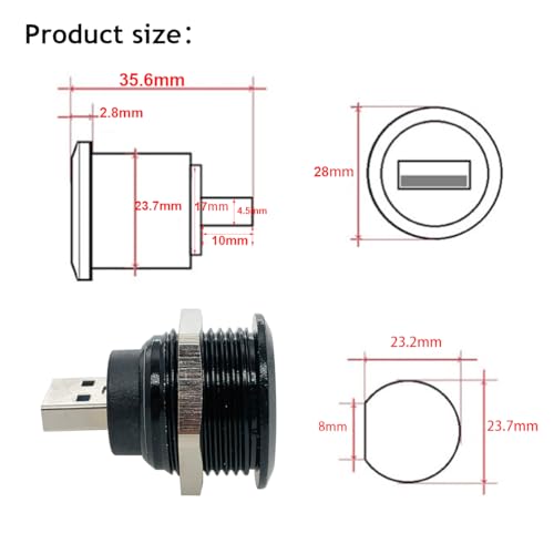 PENGLIN 2PCS USB 3.0 Connector, USB Male to Female Conversion Connector, USB3.0 Panel Mount Extension Adapter for Data Transfer/Charging - size: USB 3.0(2PCS)-Single port