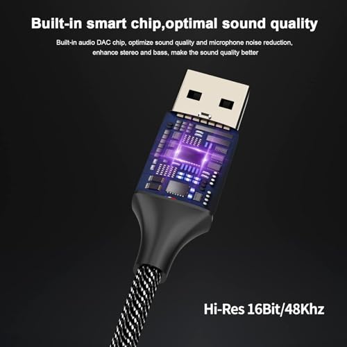 MOSWAG USB to 3.5mm Jack Audio Adapter 0.65Feet/20cm, External Sound Card Support Mic TRRS Headset with 3.5mm Aux Stereo Converter Compatible with Windows, PC, Laptop, Mac, Linux, Desktops, PS4 - color: Black, size: 1 pack