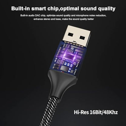 MOSWAG USB to 3.5mm Jack Audio Adapter 0.65Feet/20cm, External Sound Card Support Mic TRRS Headset with 3.5mm Aux Stereo Converter Compatible with Windows, PC, Laptop, Mac, Linux, Desktops, PS4 - color: Black, size: 1 pack