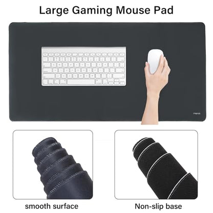 MOSISO Keyboard Mouse Pad Set, Large Gaming Mouse Pad&Rectangular Keyboard Wrist Rest&Mousepad with Wrist Rest&Coaster, Ergonomic Non-Slip&Easy Typing Pad with Curved Silicone Lining, Slate Gray - color: Slate Gray