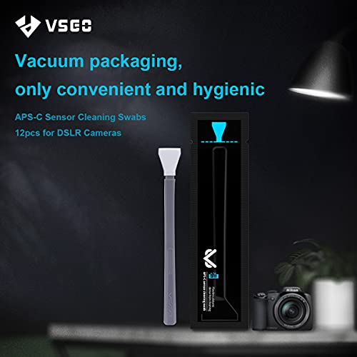 VSGO 12pcs APS-C Camera Sensor Cleaning Kit, Sensor Cleaning Swabs, Compatible with DSLR & SLR Digital Cameras (V-S02-12)