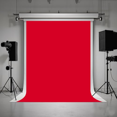 5X7ft Red Backdrop Background for Photography Photo Booth Backdrop for Photoshoot Background Screen Video Shooting Parties Curtain Back Drops - color: Red, size: 5x7ft