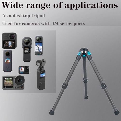 Mini Carbon Fiber Tripod Desktop Tabletop Stand Tripod for Insta360 Insta 360 x5 x4 x3 x2 x Sport Camera Accessories（Blue） - color: Blue