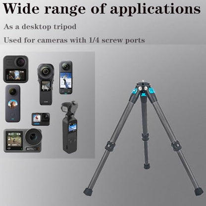 Mini Carbon Fiber Tripod Desktop Tabletop Stand Tripod for Insta360 Insta 360 x5 x4 x3 x2 x Sport Camera Accessories（Blue） - color: Blue