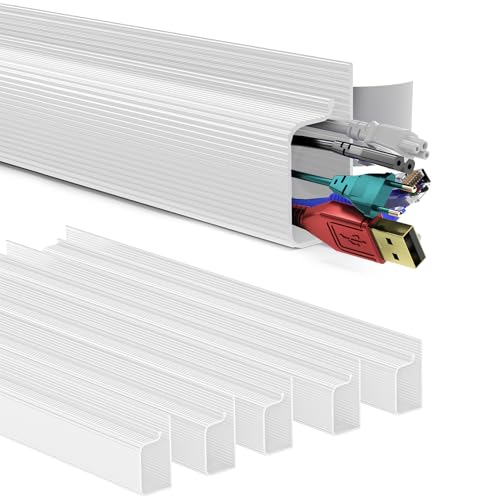 Delamu 6 Pack Safe 15.7in Tidy Cable Management Solution, Protect Kids Pets with Home Office Cable Management Under Desk, Cable Organizer, Cable Management Kit, Cord Organizer for Desk, White - color: White, size: 94.2in L*2in W*1in H