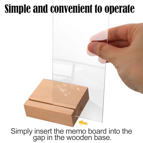 2pcs Monitor Memo Board with Detachable Wooden Base, Clear Acrylic Sticky Note Holder for Computer Screen Monitors Portable Desk Organizer Office Accessories for Laptops & Desktops