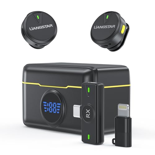 LIANGSTAR Wireless Lavalier Microphone for iPhone/Android, Mini Microphone with Charging Case Noise Canceling, 40H Battery Life, Lapel Mic with Mute Button for Video Recording, Interview, Vlog, TikTok