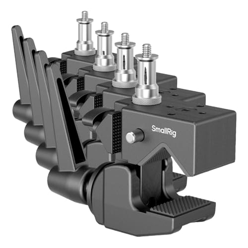SMALLRIG Super Clamp Kit, Heavy Duty Max Load 33lb /15kg, with a 1/4"-20 & a 3/8"-16 Top Screw on a 5/8" Stud, for Photography Studio Video Camera Lighting, for Round Pipe and Flat Surface (Pack of 4) - size: 1 (Pack of 4)