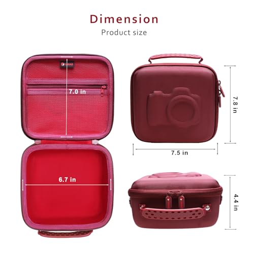 XANAD Hard Camera Case Bag Compatible with Canon EOS Rebel T7/ T100/ R50/ R50 V/RP/ R8/ R6 Mark II/ R7/ R10 DSLR Mirrorless Cameras, for Canon Sony Kodak Panasonic Nikon DSLR Mirrorless Camera, Red - color: Wine Red