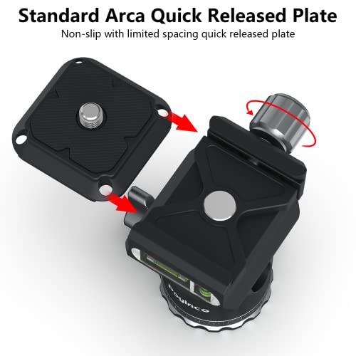 Tripod Mini Ball Head 360 Degree Rotating Panoramic Ballhead with 1/4" Screw Quick Shoe Plate, for Tripod Monopod Slider DSLR Camera Camcorder,Max Load up to 5 kg/ 11lb - size: 1/4" quick shoe plate