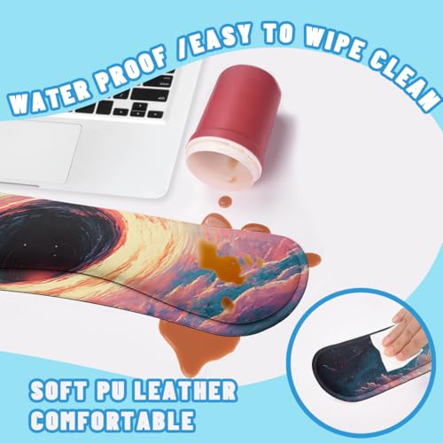 Black Hole Desk Mat Set Galaxy Space Art Large Mouse Pad with Wrist Rest 4in1 Desk Mat for Desktop Ergonomic Computer Desk Arm Wrist Anti-Slip Computer Ergonomic Mouse Pad Home Office Gaming - color: Black Hole Galaxy Space