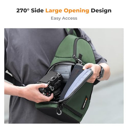 K&F CONCEPT Camera Sling Bag Crossbody Bag Camera Shoulder Backpack DSLR/SLR/Mirrorless Photography Bags Compatible with Canon/Nikon/Sony/Fuji/Gopro/DJI - color: Green, size: Medium