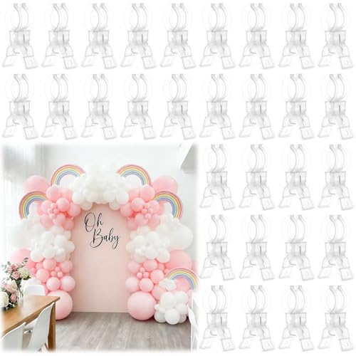 30 Pack Balloon Arch Clips, Plastic Transparent Spring Clamps 3.5 Inch Heavy Duty Clip for Backdrop Stand, Balloon Arch Kit Birthday Decoration Crafts Woodworking Photography Studios